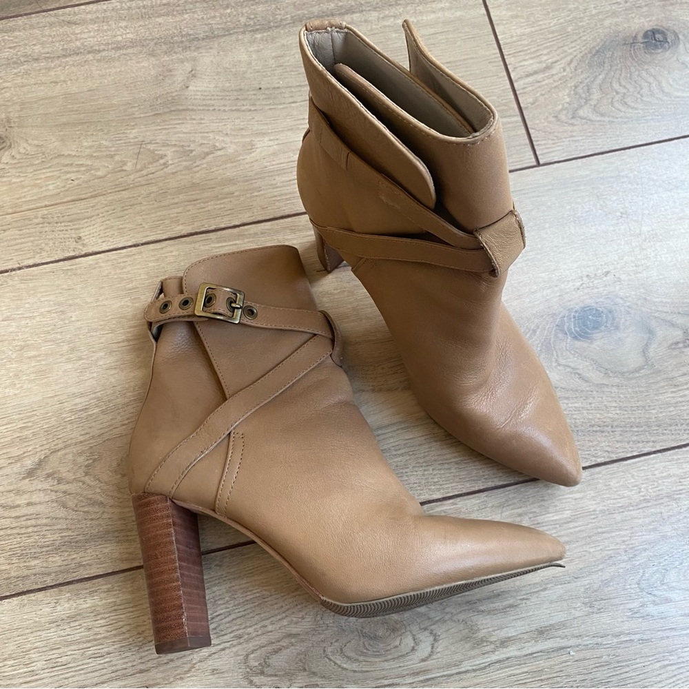 PAIGE Tan Leather Booties
